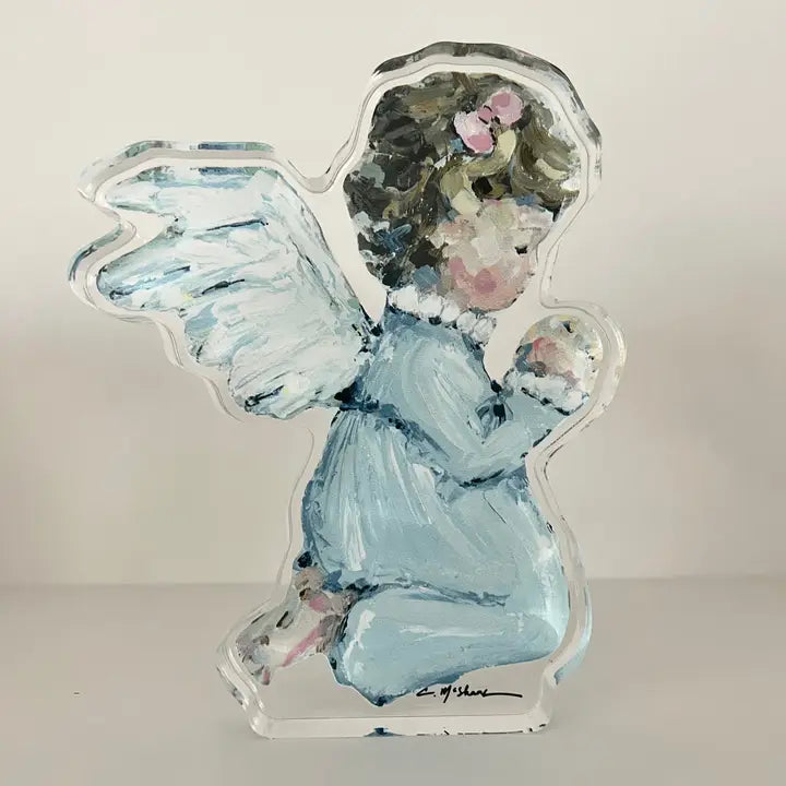 Blue Large Angel Wing Acrylic Cutout-Brunette