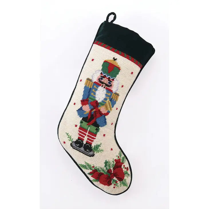 Nutcracker Melody Trumpet Needlepoint Stocking