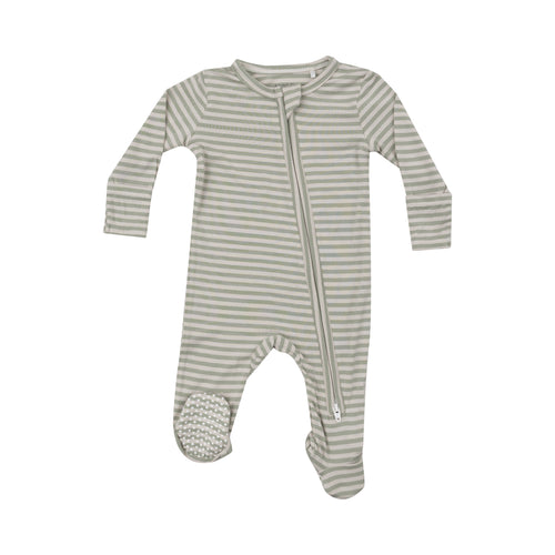 Angel Dear Sage Stripe 2-Way Zipper Footie