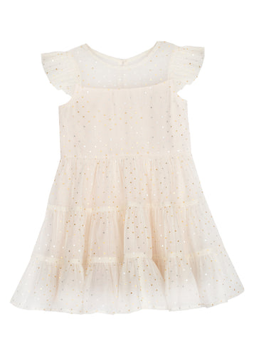 Isobella & Chloe Cream dress with Shimmer Hearts