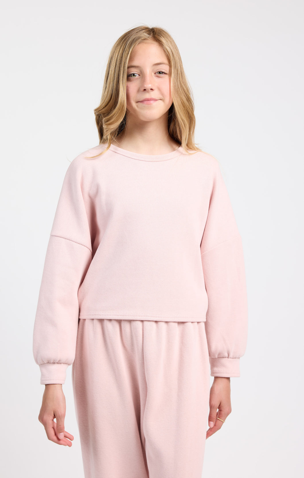 Sadie & Sage Pink Ribbed Sweatshirt