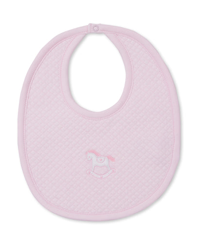 Kissy Diamond Quilted Rocking Horse Bib-Pink
