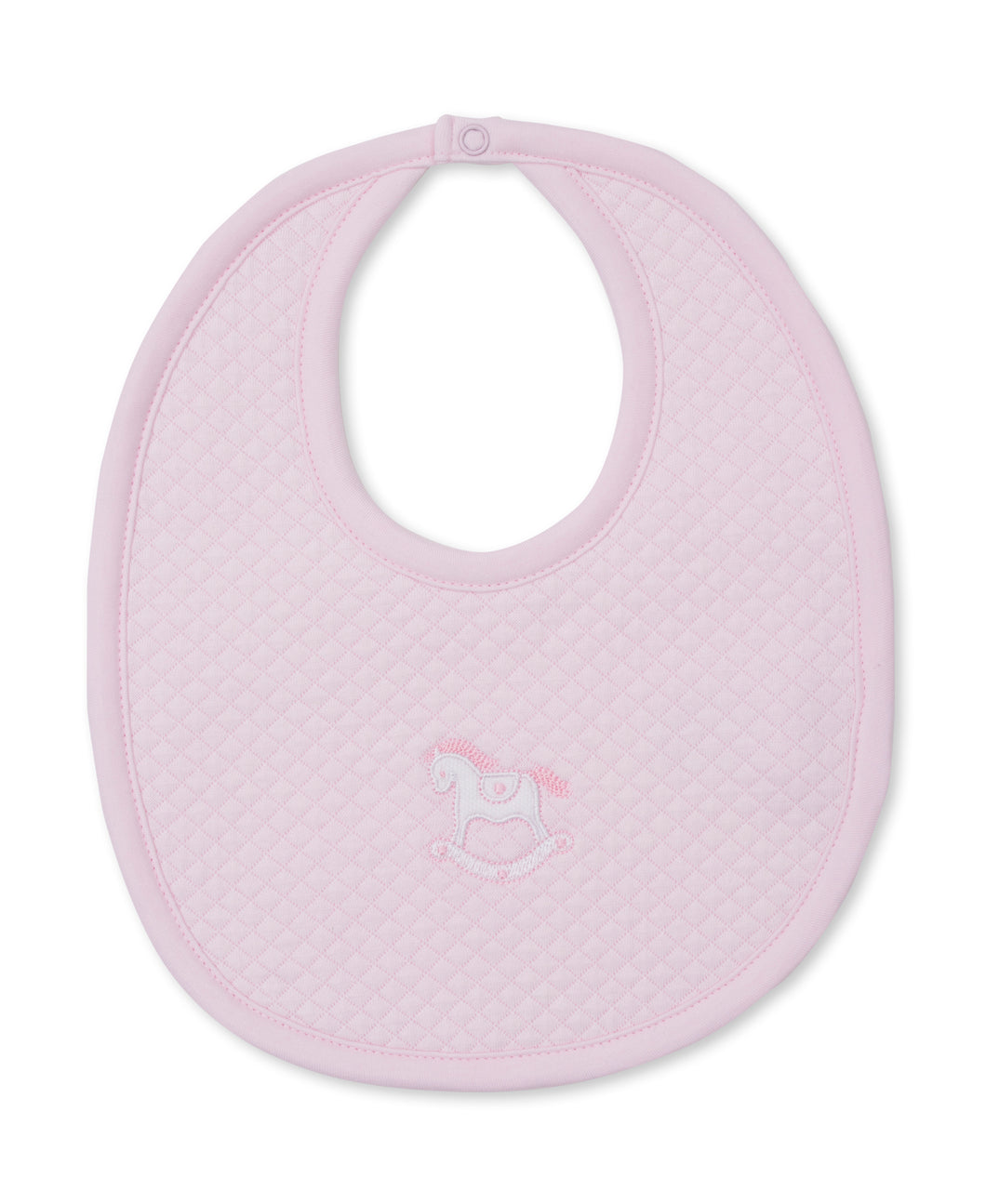 Kissy Diamond Quilted Rocking Horse Bib-Pink