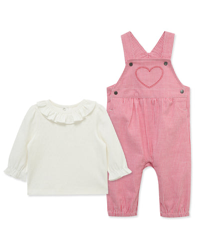 Little Me Heart Overall-Hot Pink