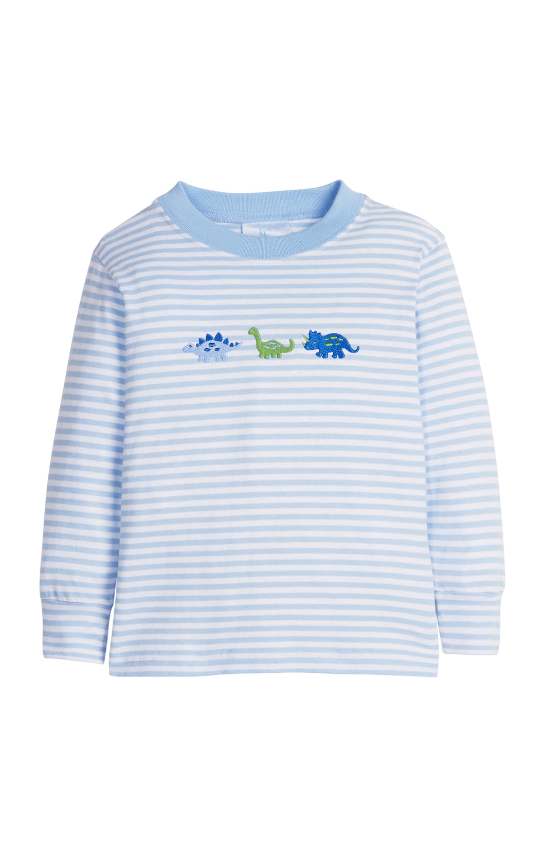 LE Embroidered Dino T Shirt-Blue Stripe