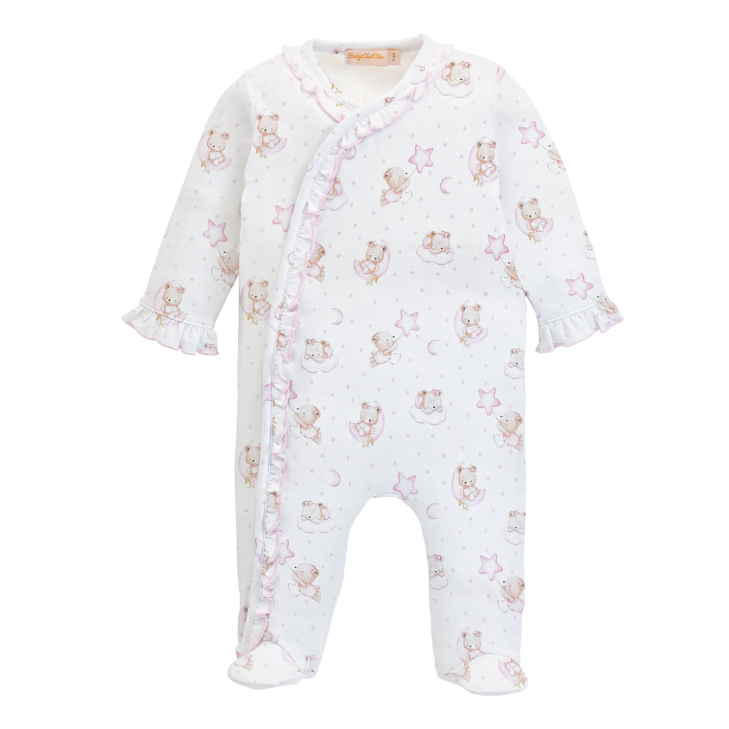 BCC Sleep Tight Bear Printed Footie w/ Ruffle-Pink