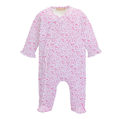 BCC Tiny Flowers Footie w/ Ruffle-Bright Pink