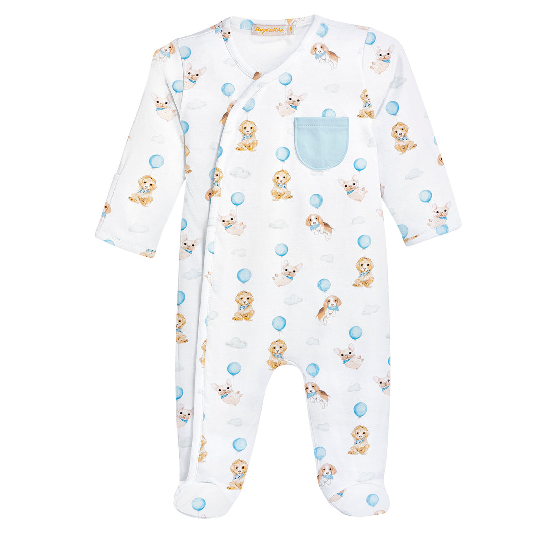 BCC Cute Puppies Crossed Footie-Blue