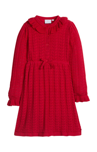 LE Red Pointelle Sweater Dress