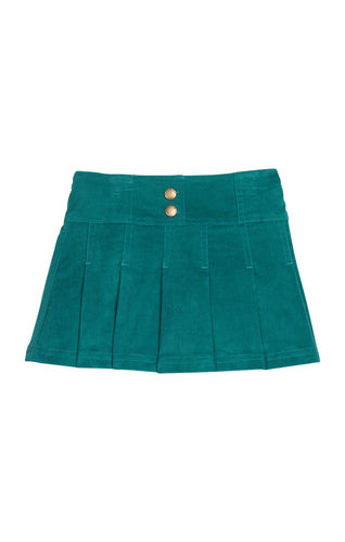 Bisby Peacock Velvet Pleated Mini Skirt