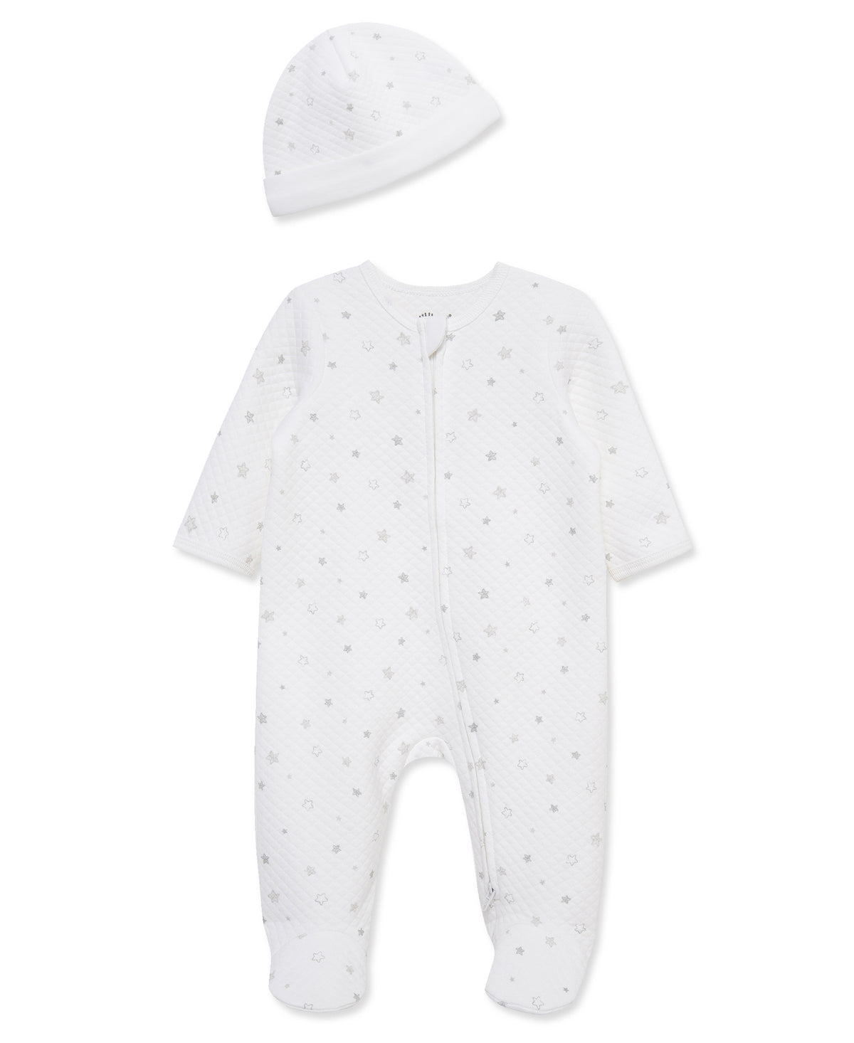 Little Me Grey Stars Quilted Footie