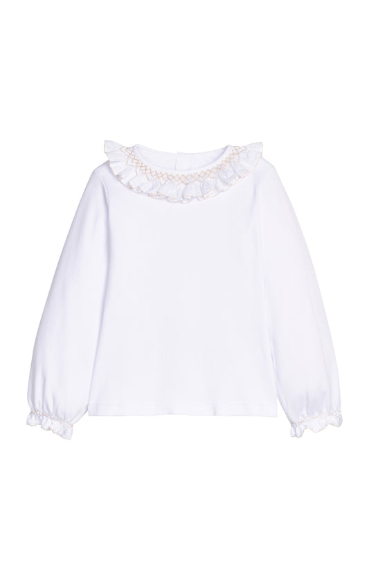 LE Smocked Collar Madeline Blouse-Ivory