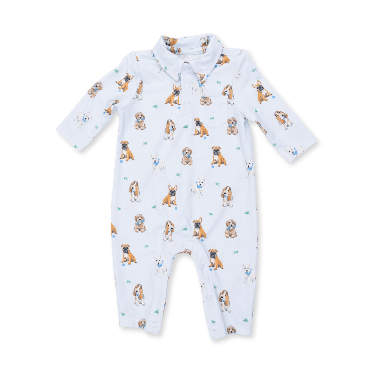 Angel Dear Bestie Dogs Blue - Polo Romper