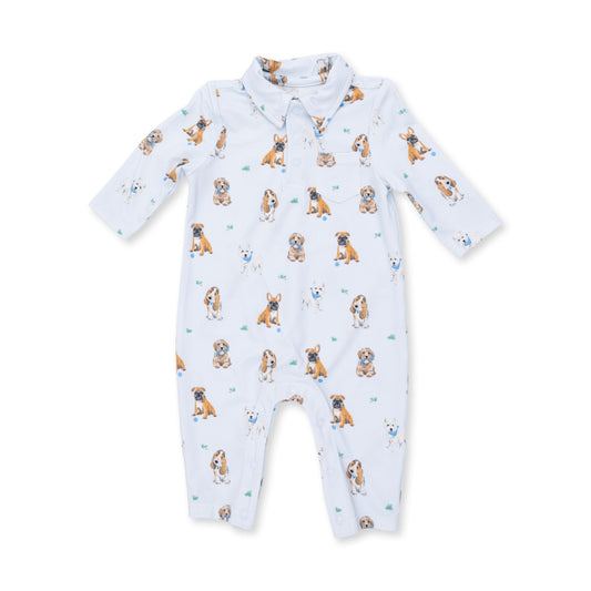 Angel Dear Bestie Dogs Blue - Polo Romper