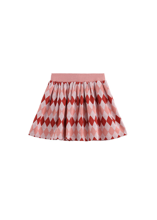 Mabel & Honey Jessica Argyle Skirt-Pink/Red