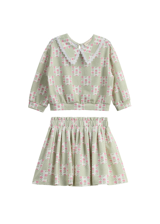 Mabel & Honey Olive/Pink 2 pc. Set w/ Collar