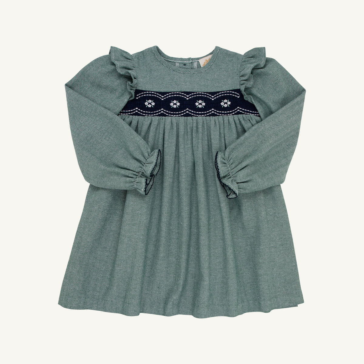 TBBC Daphne L/S Twill  Dress-Green Herringbone