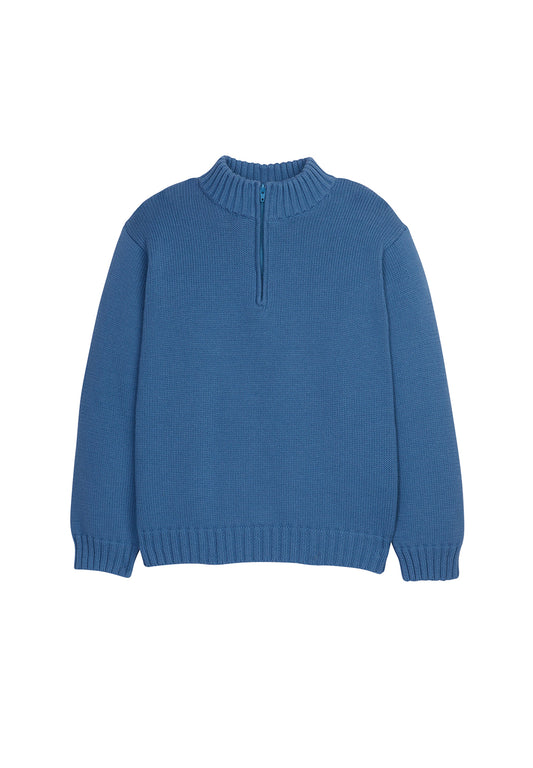 LE Quarter Zip Sweater-Stormy Blue