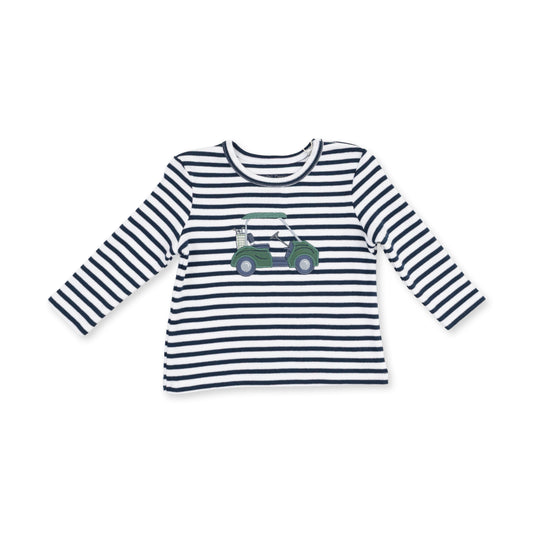 Angel Dear L/S Golf Applique Shirt-Navy Stripe