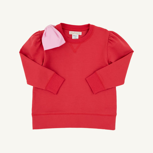 TBBC Cassidy Crewneck Puff Sleeve w/ Bow-Red
