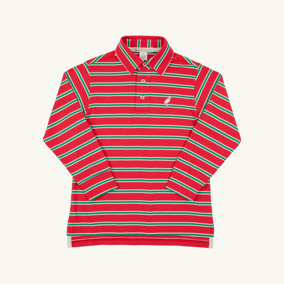 TBBC Prim & Proper L/S Polo-Red/Kelly Stripe
