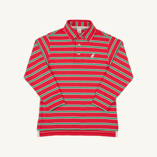 TBBC Prim & Proper L/S Polo-Red/Kelly Stripe