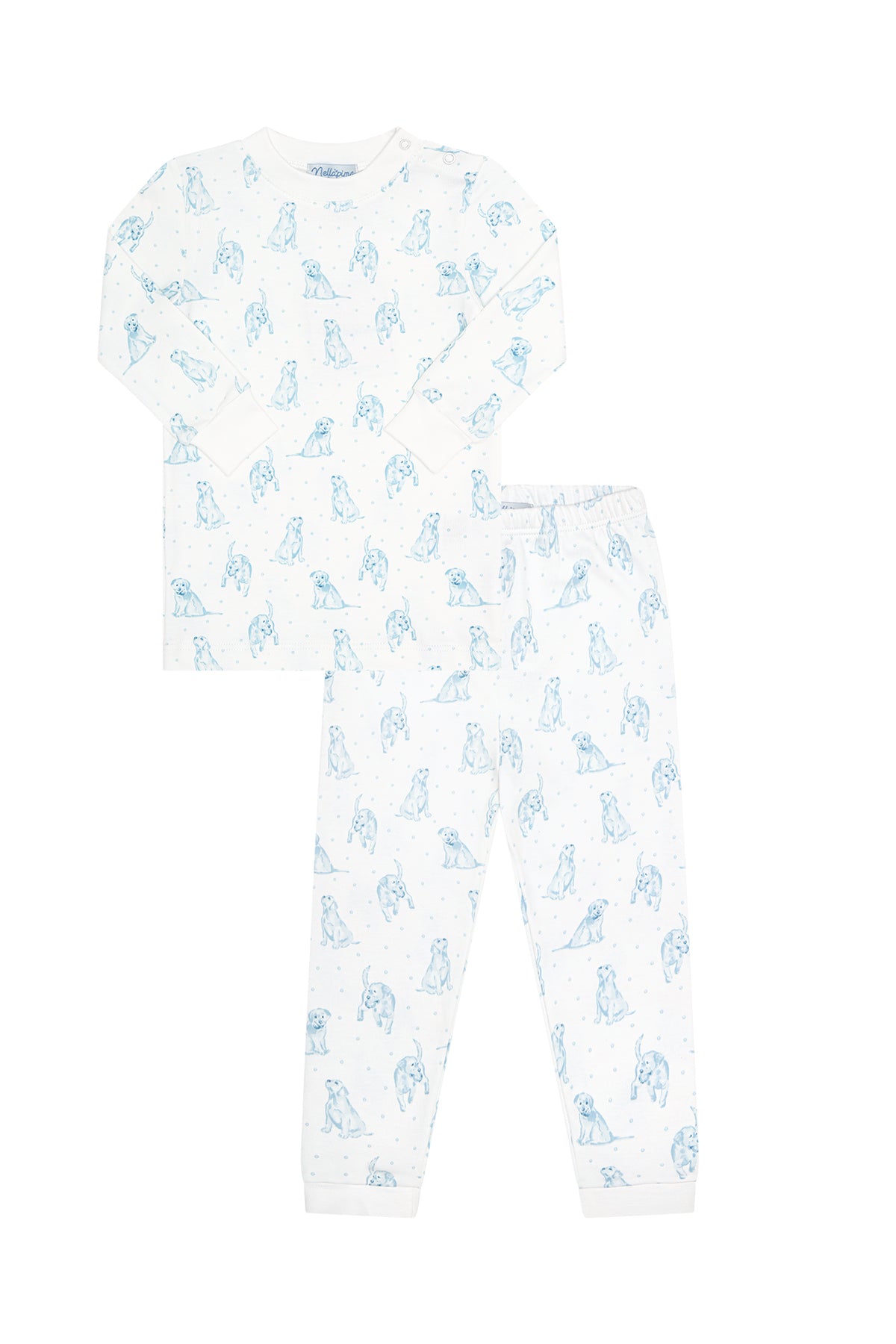 Nella Pima Blue Puppy Love Print PJ's-Blue