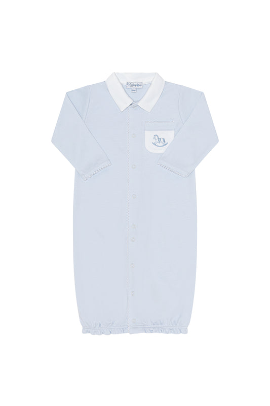 Nella Pima Rocking Horse Pocket Converter Gown-Lt. Blue