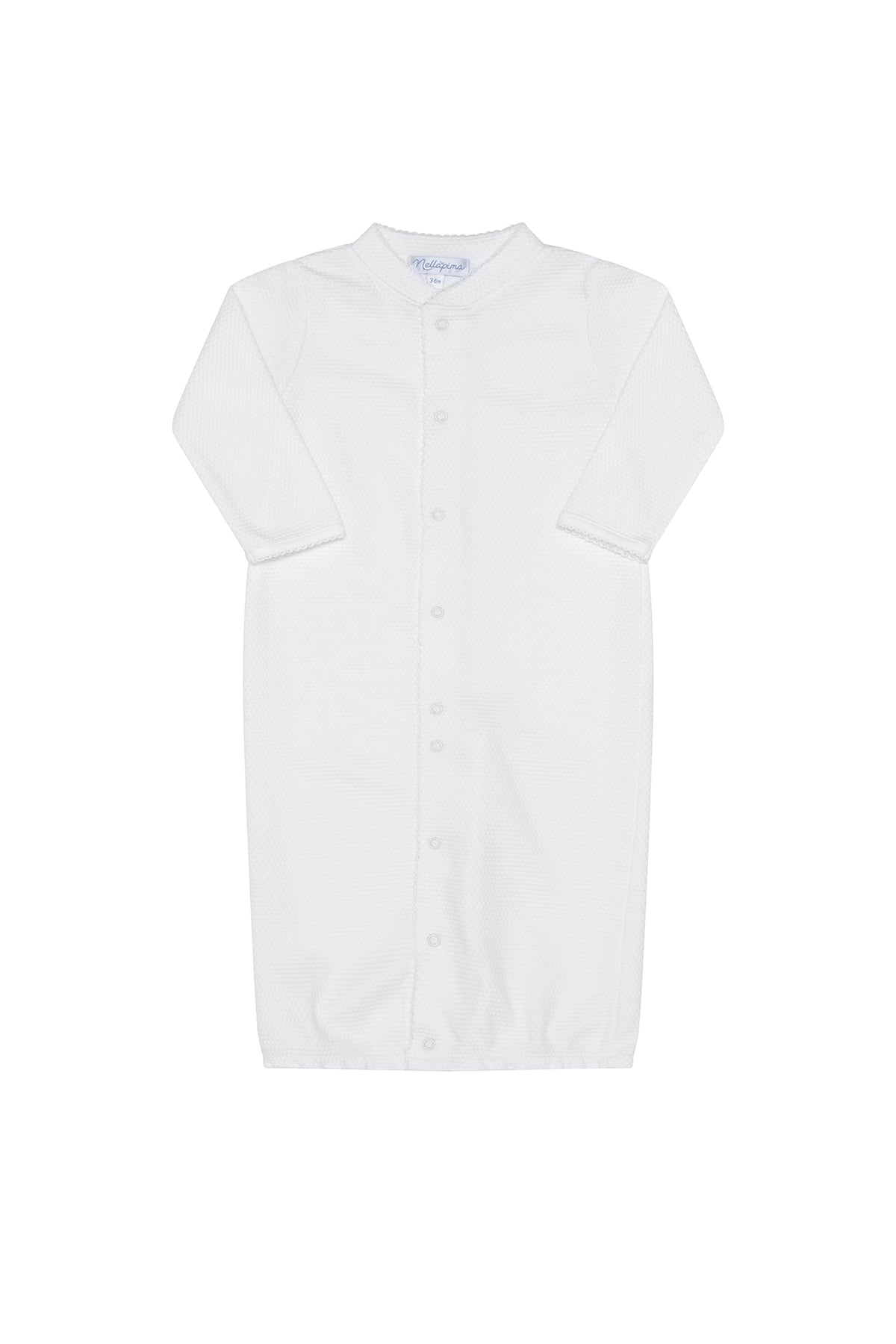 Nella Pima Bubble Baby Converter Gown-White w/ White Trim
