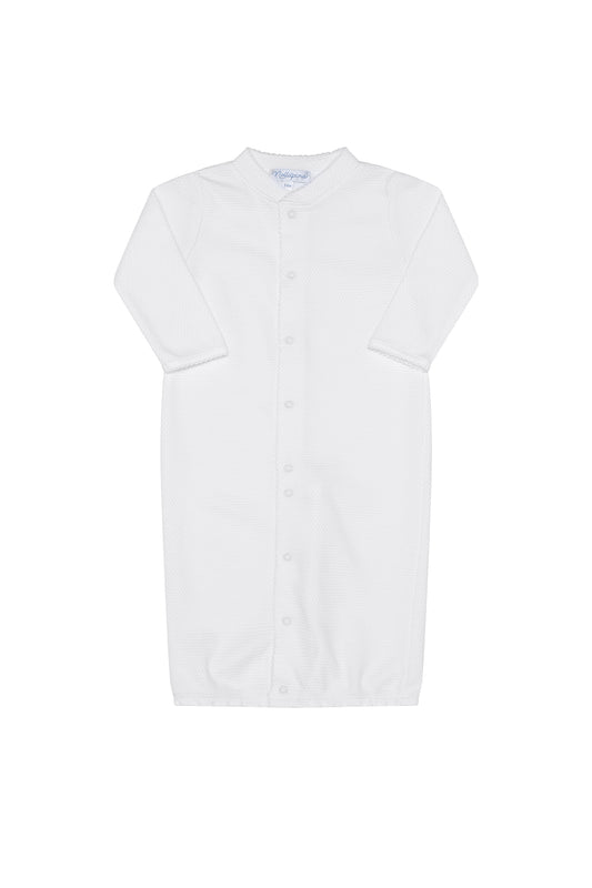 Nella Pima Bubble Baby Converter Gown-White w/ White Trim