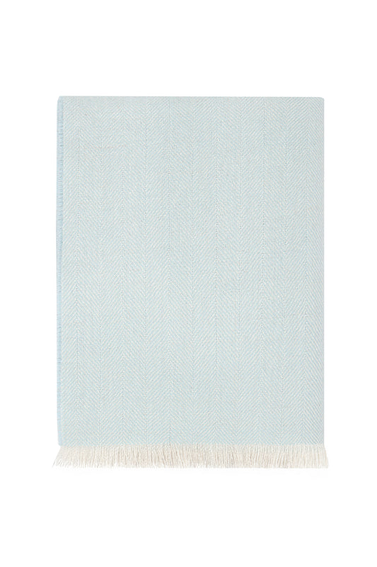 Nella Pima Herringbone Alpaca Woven Blanket-Blue