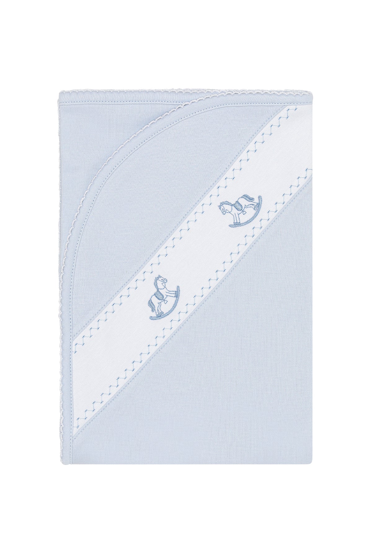 Nella Pima Rocking Horse Emb. Blanket-Blue