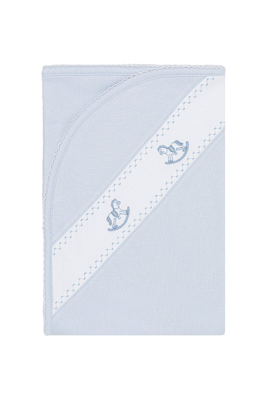 Nella Pima Rocking Horse Emb. Blanket-Blue