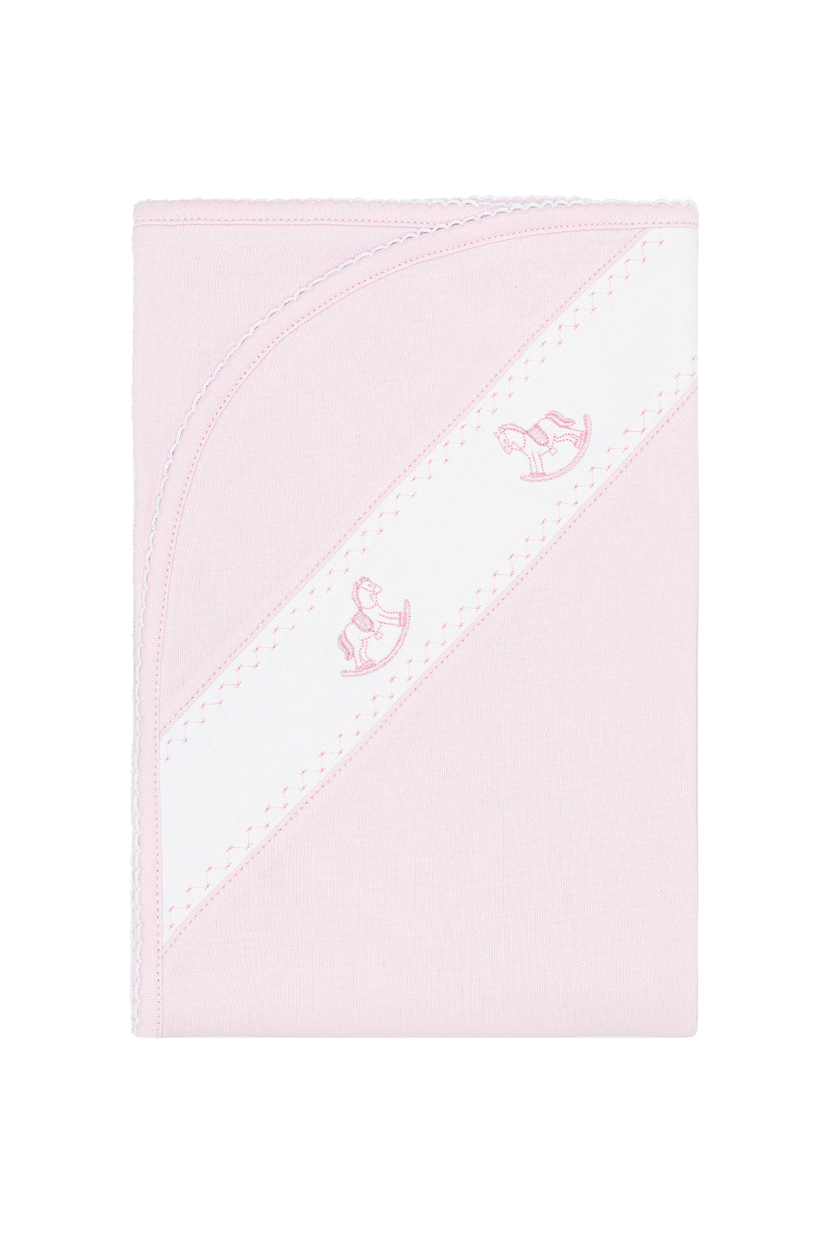 Nella Pima Rocking Horse Emb. Blanket-Pink