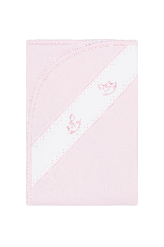 Nella Pima Rocking Horse Emb. Blanket-Pink