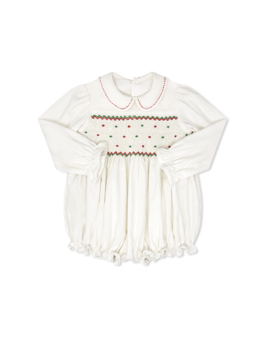 Lullaby Set Clara Christmas Smocked Cord L/S Bubble