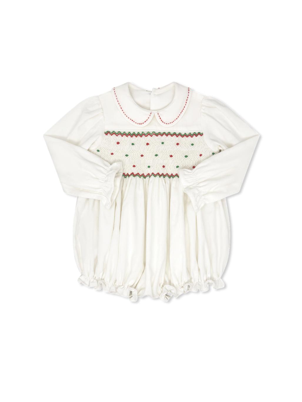 Lullaby Set Clara Christmas Smocked Cord L/S Bubble