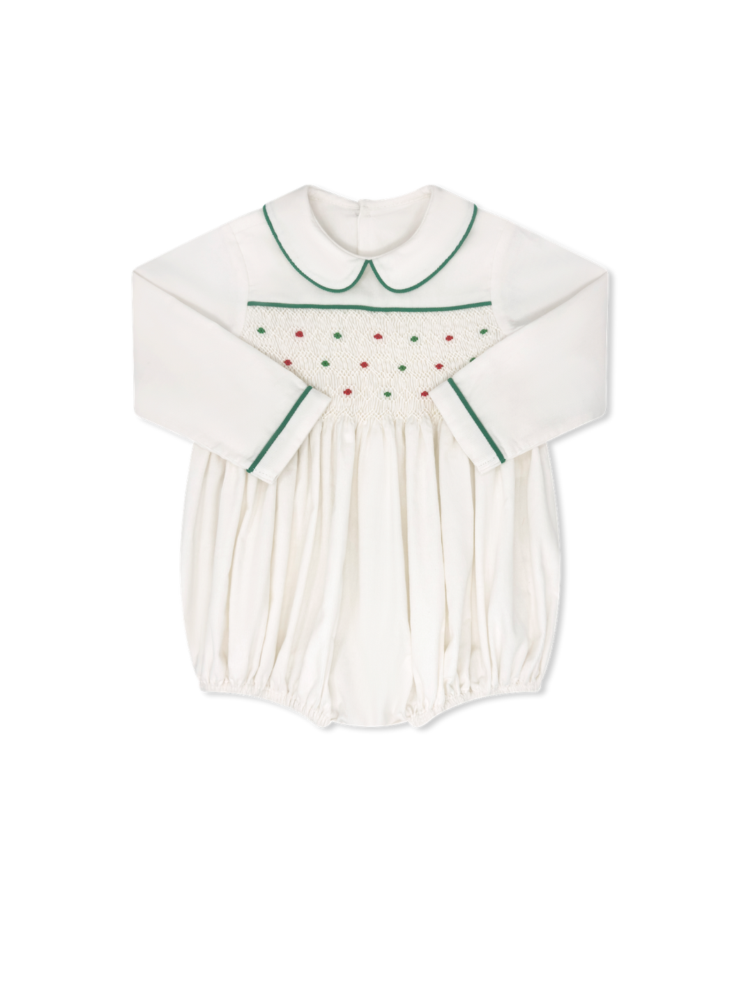 Lullaby Set Christmas Smocked Cord L/S Bubble