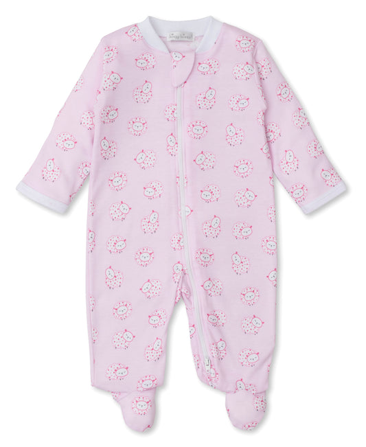 Kissy Kissy Pink Sheep Zip Footie