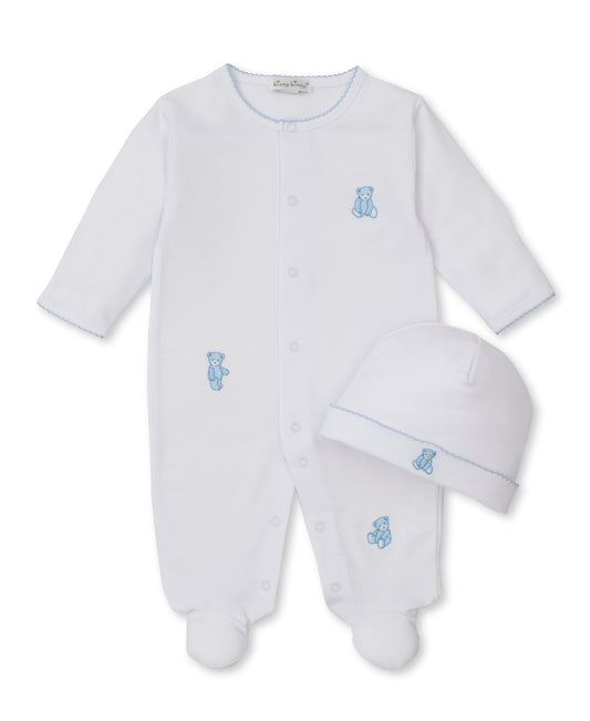 Kissy Teddy Emb. Footie Set-White/Lt.Blue
