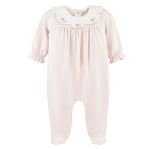 BCC Sweet Roses Emb. Collared Footie-Pink