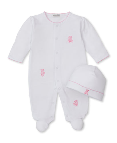 Kissy Teddy Emb. Footie Set-White/Pink