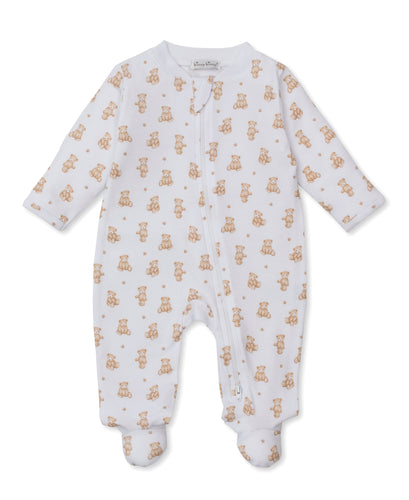 Kissy Teddy Bear Time Printed Zipper Footie-Brown