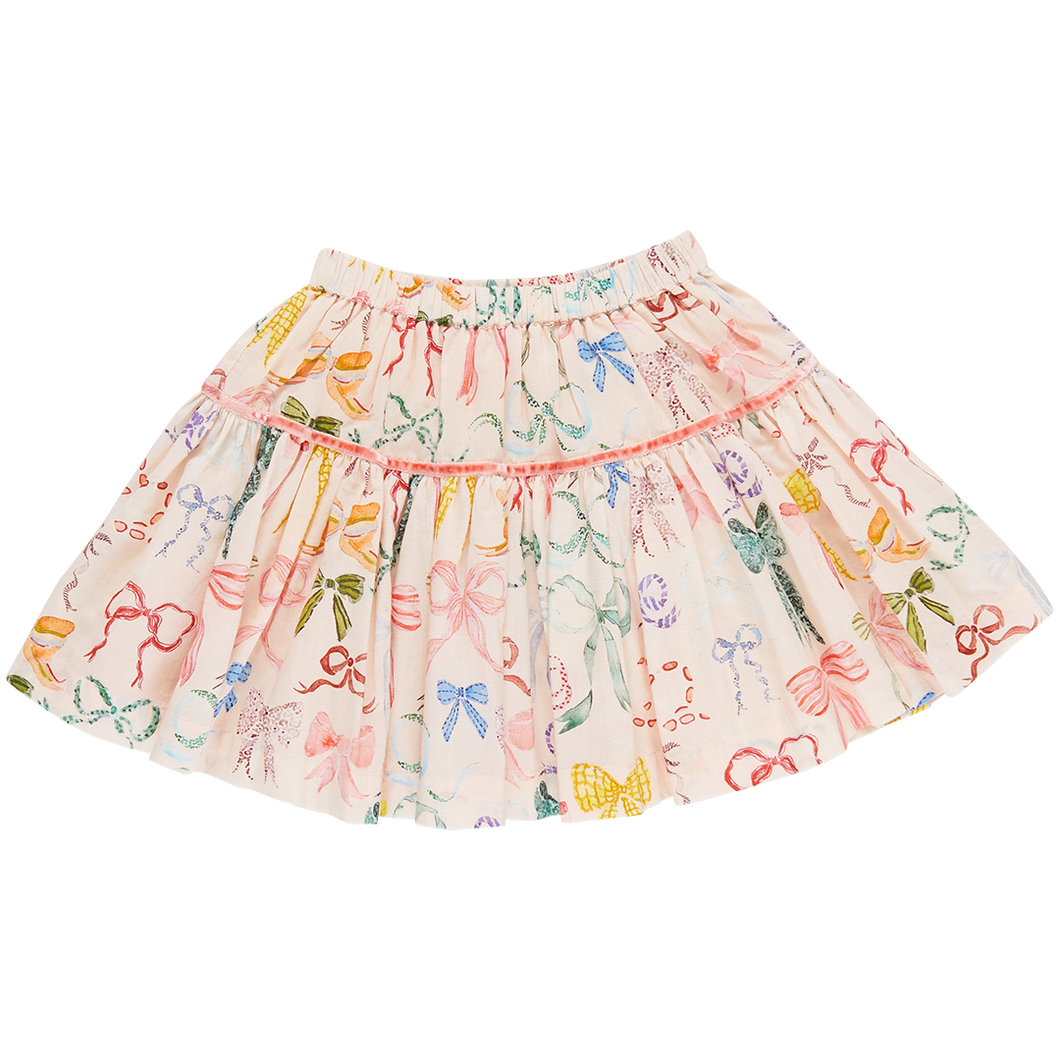 Pink Chicken Watercolor Bows Skirt