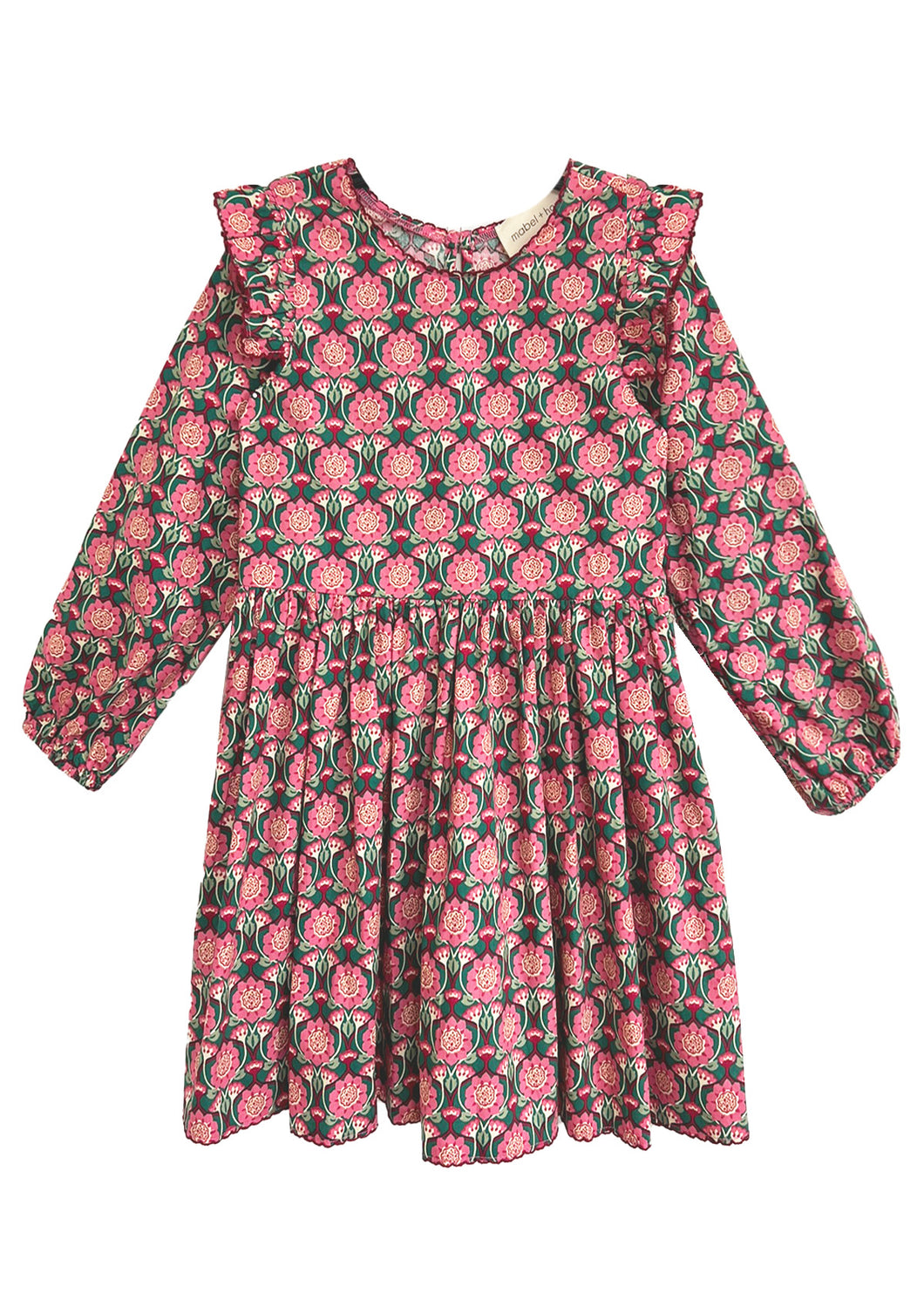 Mabel and Honey L/S Patterned Dress-Pink