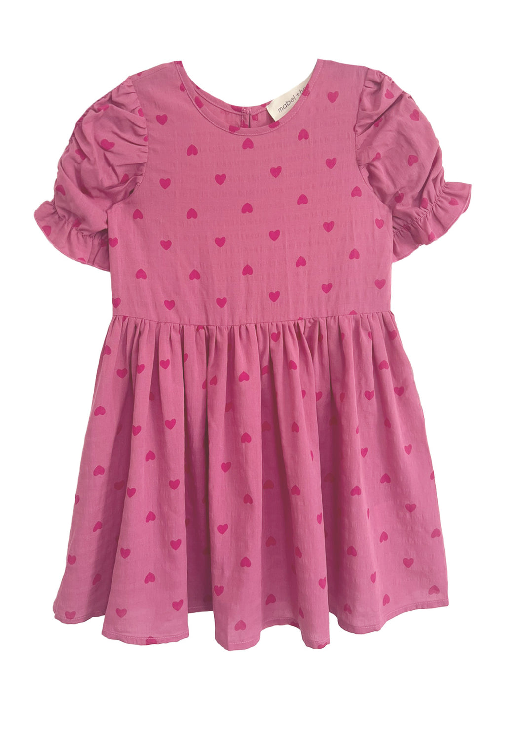 Mabel & Honey Heart Print Dress-Hot Pink