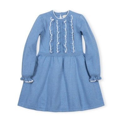 Hope & Henry Organic Ruffle Bodice Dress-Heather Blue
