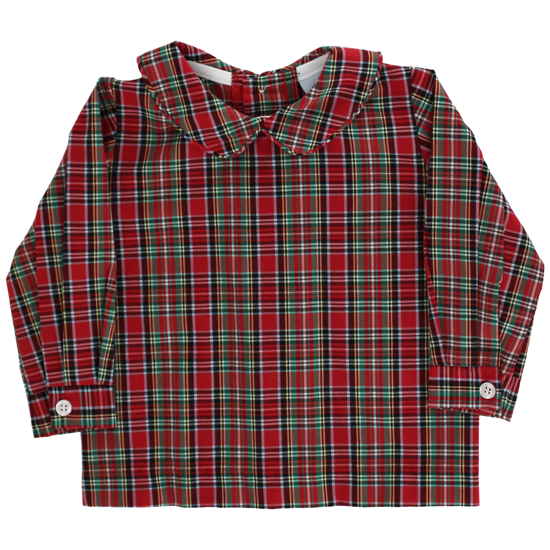 Tartan Boys Piped Peterpan Collar Shirt