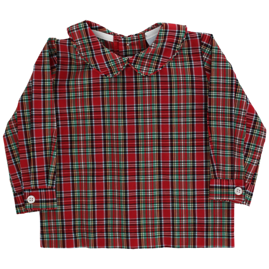 Tartan Boys Piped Peterpan Collar Shirt