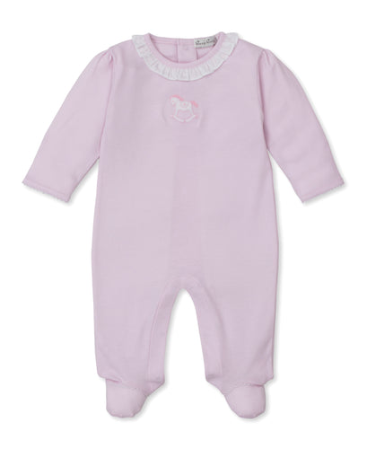 Kissy Kissy Pink Ruffle Collar Rocking Horse Footie